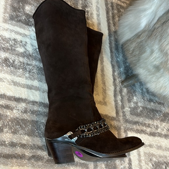 B. MAKOWSKY BOOTS knee high slouch brown boho size 8.5 leather suede - Picture 8 of 9